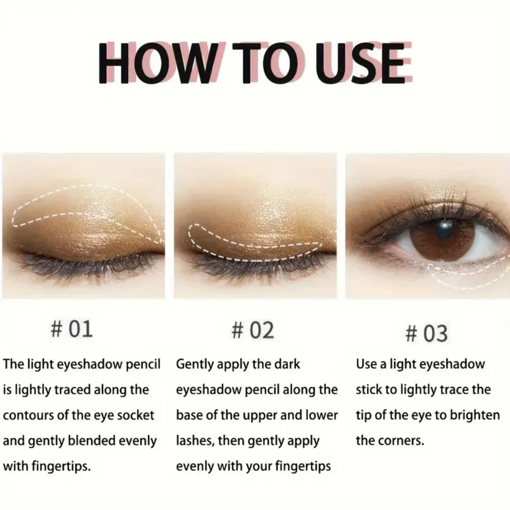 Dual-Ended Eyeshadow Stick,  Matte & Shimmer, Waterproof Long-Lasting 3-Color Creamy Pencil, Smoky & Natural, Xmas Winter