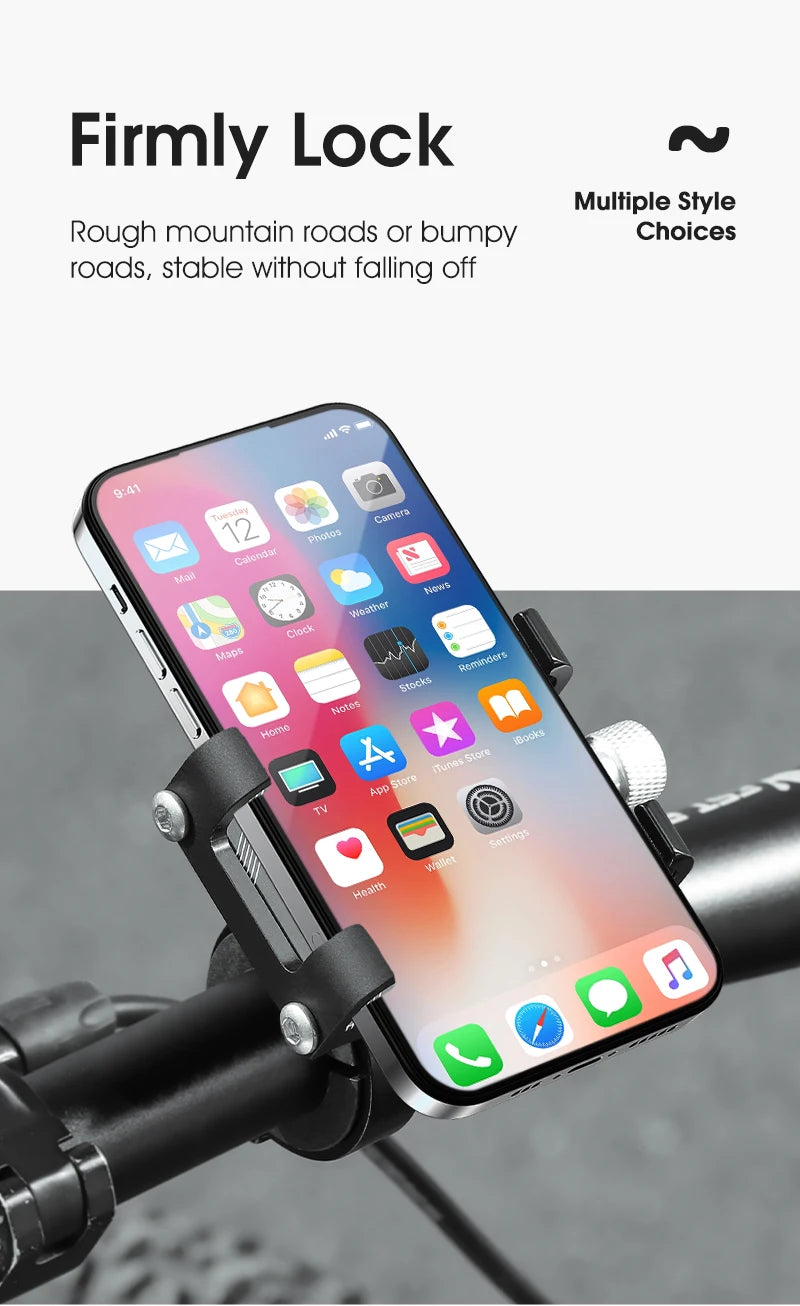 WEST BIKING Cycling Phone Holder Lightweight Aluminum Alloy Bike Handlebar Phone Bracket Phone Mount MTB Road Bike Accessories