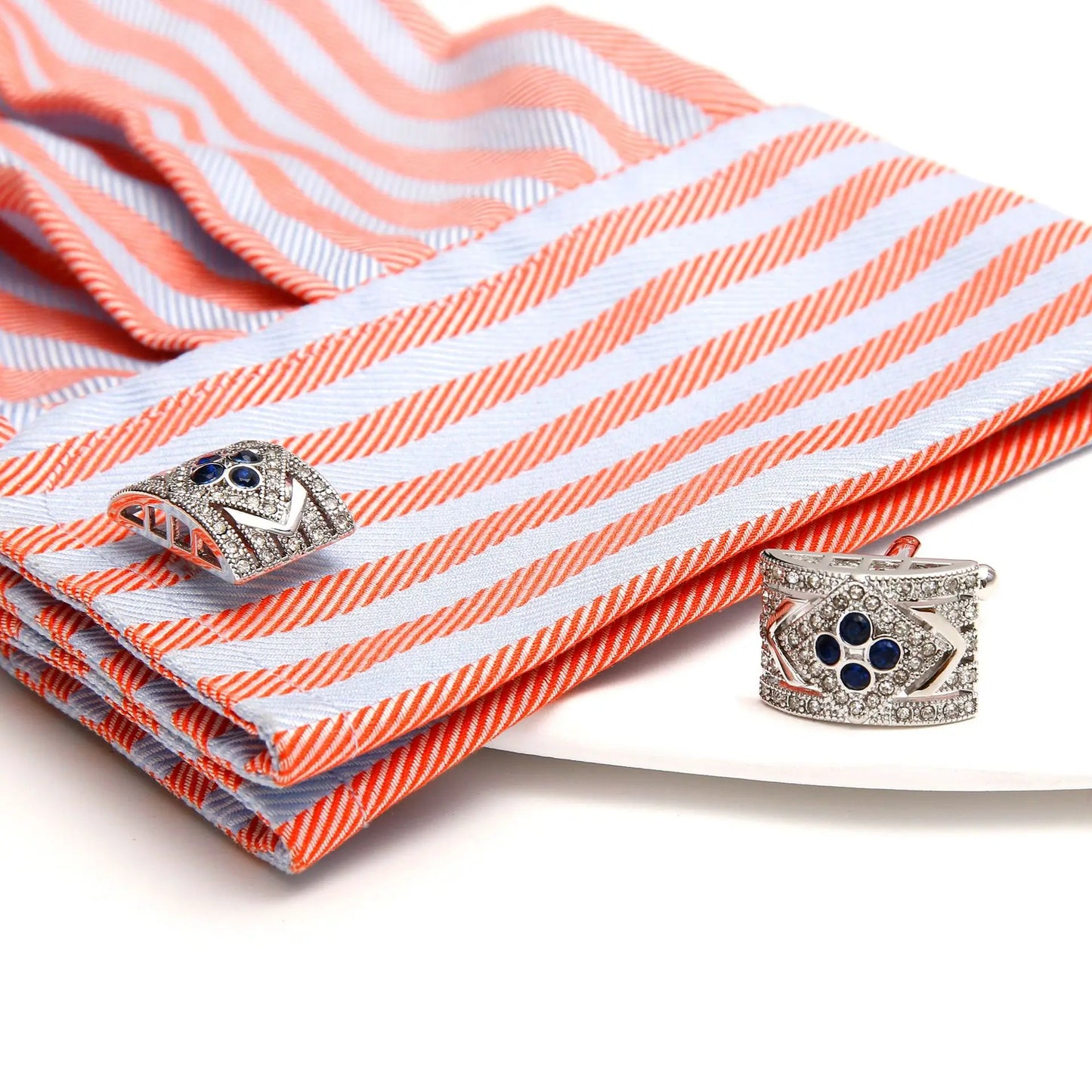 1 Pair Luxury Gold Cufflinks for Men - Black Zirconia Studded Dress Shirt Accessories