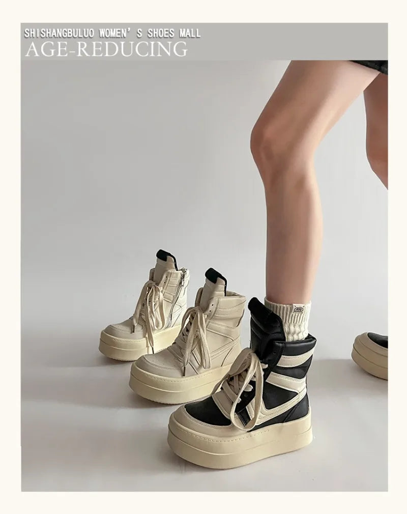 Shoes for Women Women's Ankle Boots Trendy Retro High-top Women's Shoes Fashion Casual Chunky Platform Luxury Designer Sneakers
