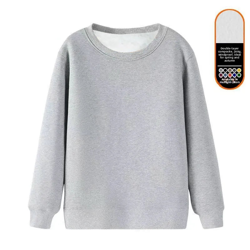 Men's Fleece Lined round Neck Sweatshirt Loose Long Sleeve T-Shirt Thickened Lamb Velvet Warm Winter Base Layer Shirt