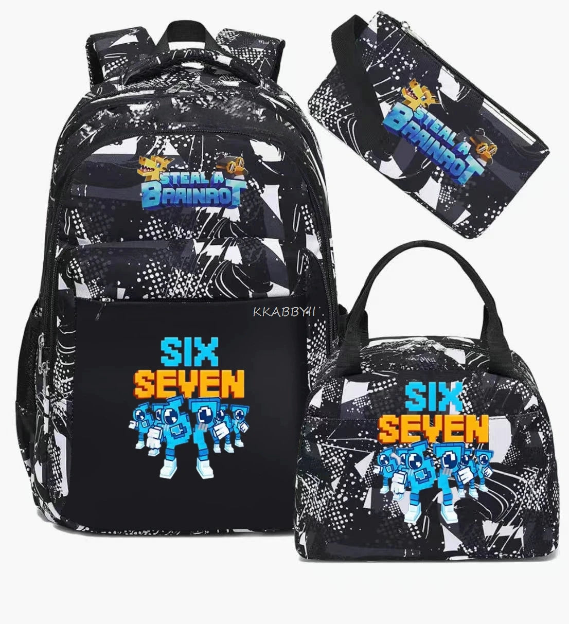 Steal A BrainRot Backpack with Lunch Bag for 67 Six Seven Teenagers Student School Bags Casual Comfortable Travel Set