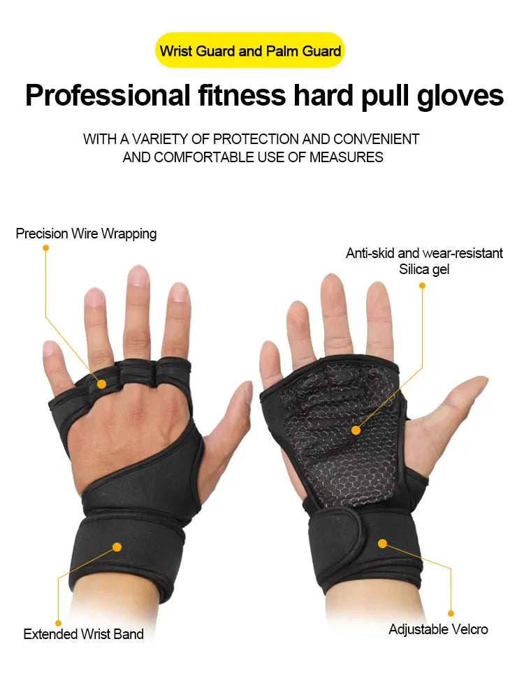 Gym Gloves with Wrist Wrap, Full Protection, Super Breathable Weight Lifting Workout Gloves Exercise Cross Training Cycling