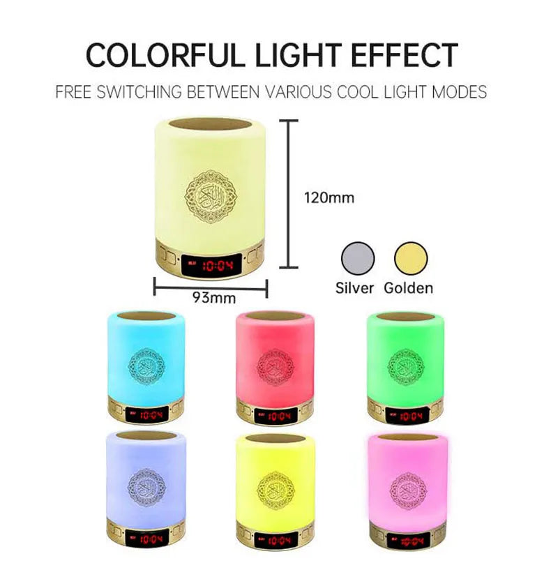 Islamic Wireless Portable Quran Speaker LED Night Light Koran Lamp With AZAN Clock Mp3 Player Muslim Gift Veilleuse Coranique