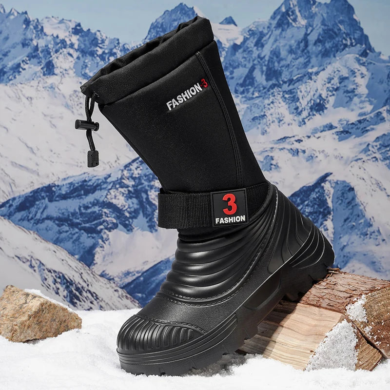 Men's New Snow Boots for Autumn and Winter, Fleece-Lined and Thickened, Cold-Proof, Outdoor Warm, Waterproof, Anti-Skiing, Hiking