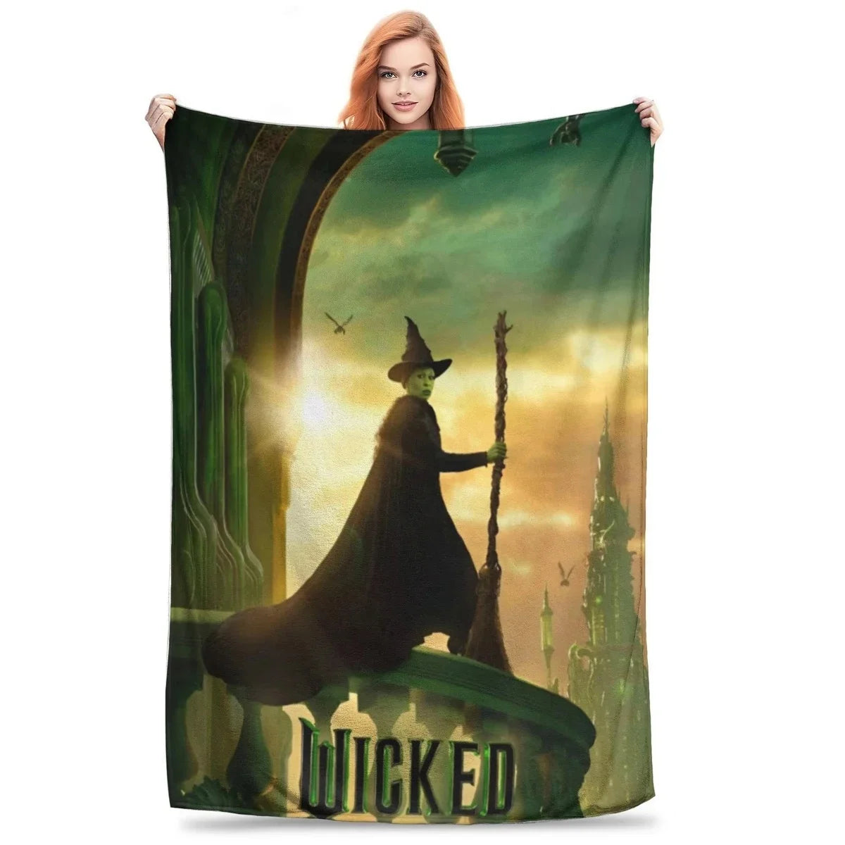 Wicked Musical Movie 2024 Blanket Soft Throw Blanket for Home Bedroom Bed Sofa Travel Office Solid Cover Blanket Kids 3D Quilt