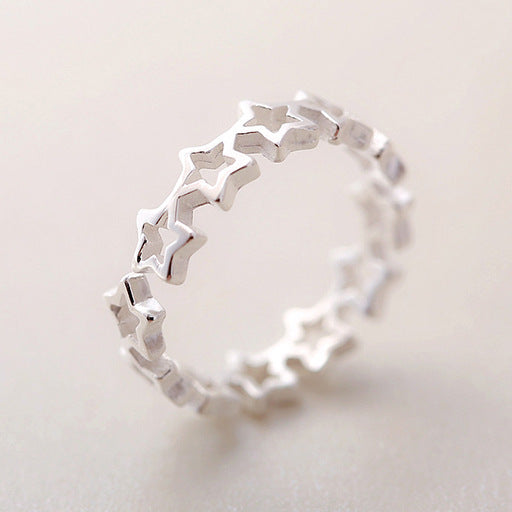 925 Sterling Silver Star Adjustable Ring For Fashion Women Party Fine Jewelry Minimalist Punk Accessories