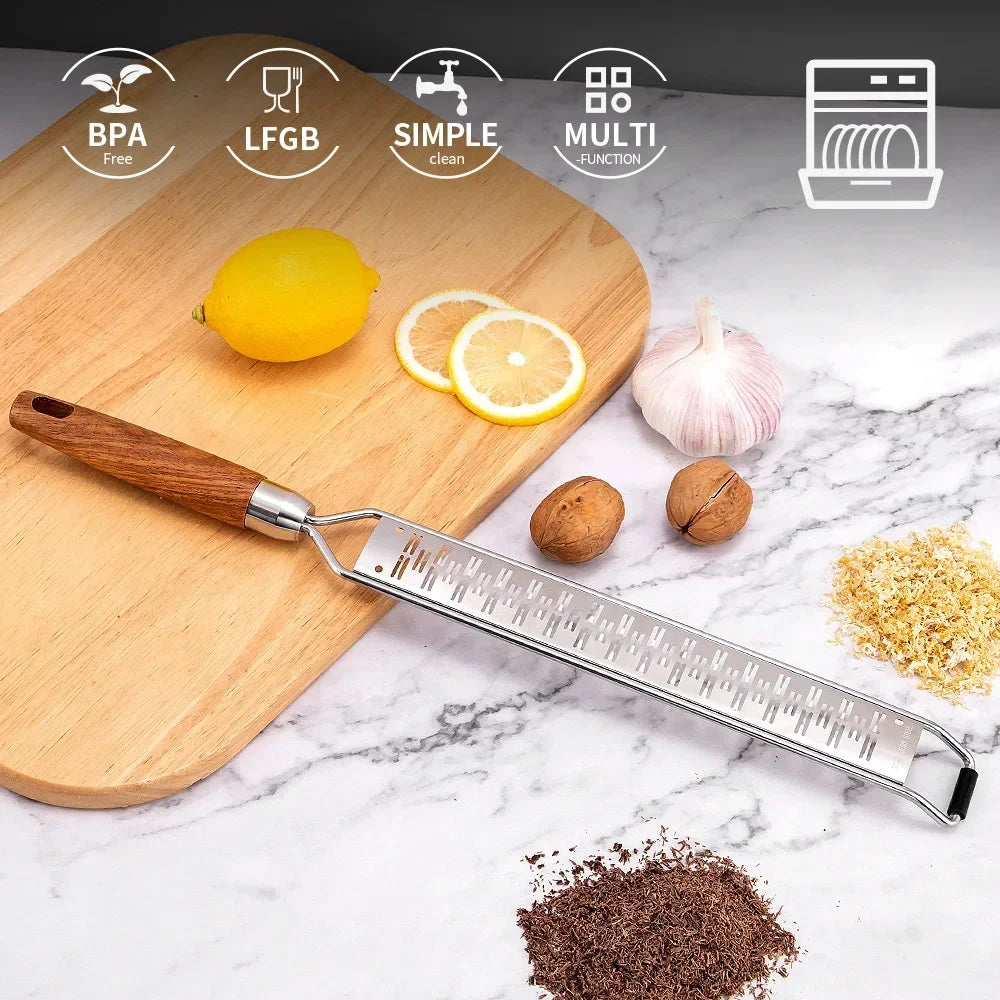 1pc Cheese Grater Wooden Handle,Multi-purpose Stainless Steel Vegetable Grater Kitchen Tools Food Shredder for Chocolate Butter