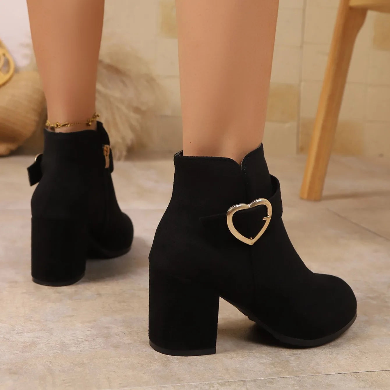 2026 New Women Anti-slip Ankle Boots Platform Zipper High Heels Short Boots Comfortable Designer Shoes Women Zapatos De Mujer