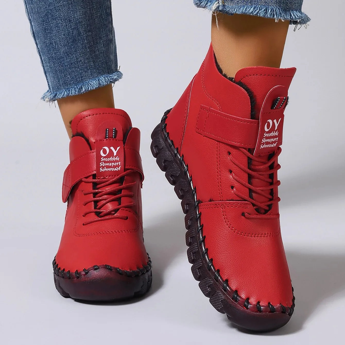 Women Boots Fashion Handmade Cotton Shoes Women Luxury Casual Thickened Warm Mom Shoes Solid Soft Comfortable Flat Ankle Boots