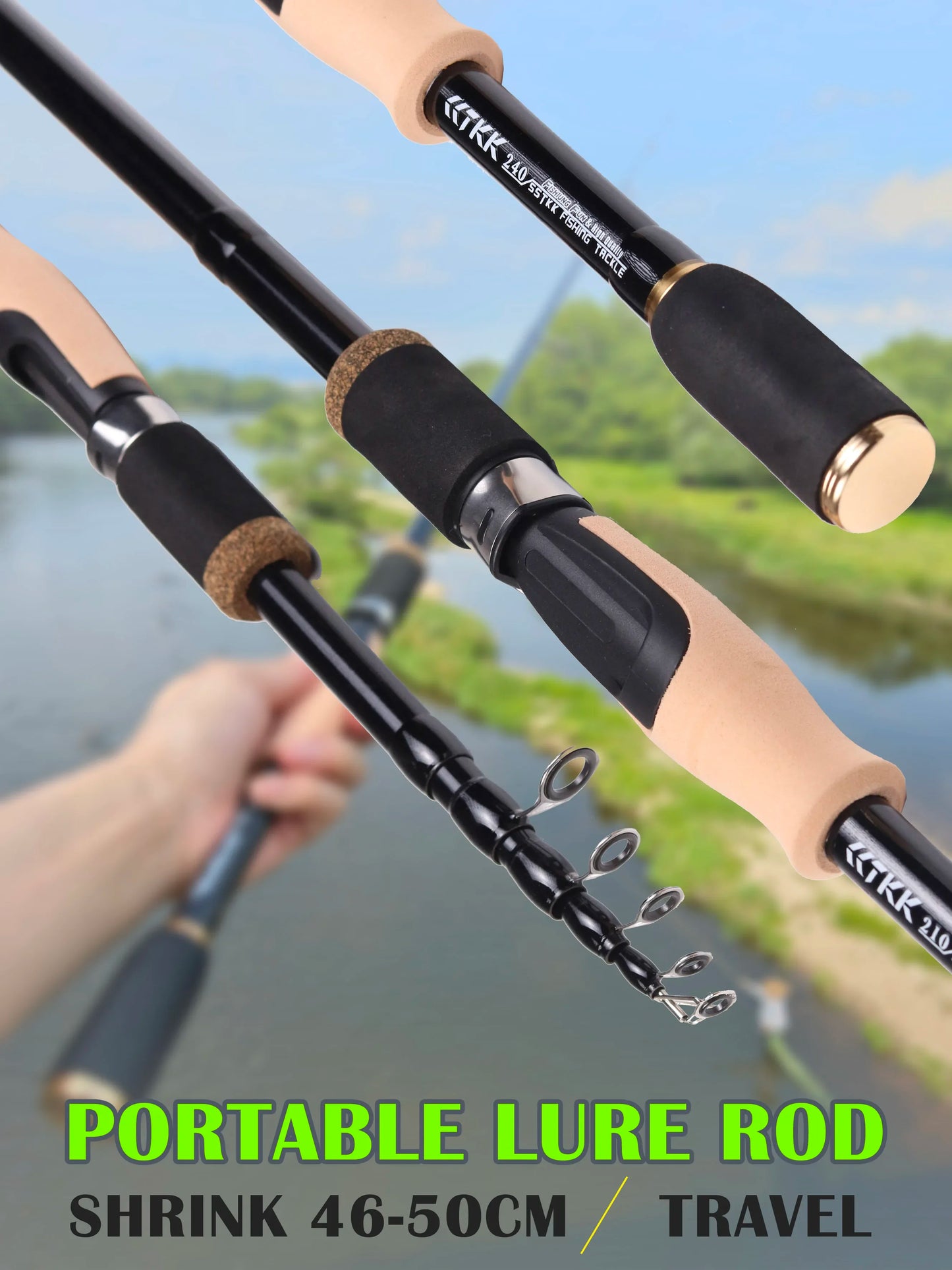 Fishing Lure Spinning Casting Rod Baitcasting Carbon Fiber Feeder 1.6M 1.8M 2.1M 2.4M Durable Cork Wooden Handle Travel Tackle