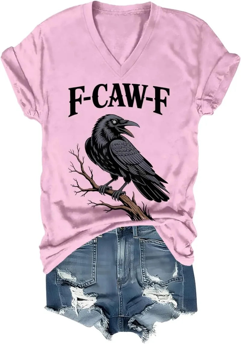 F Caw F T Shirt Women Men Fcawf Crow Graphic Tee F-Caw-F Crow Shirt Graphic T Shirts Women Clothes