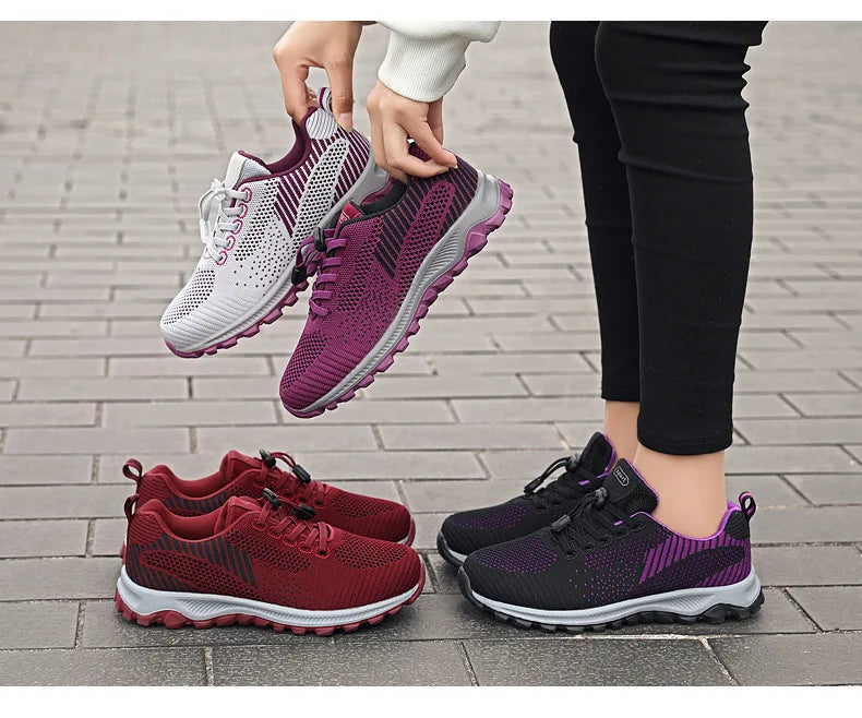 2025 Women Sneakers Fashion Platform Lace Up Casual Sports Shoes Comfortable Running Ladies Vulcanized Shoes Female Footwear