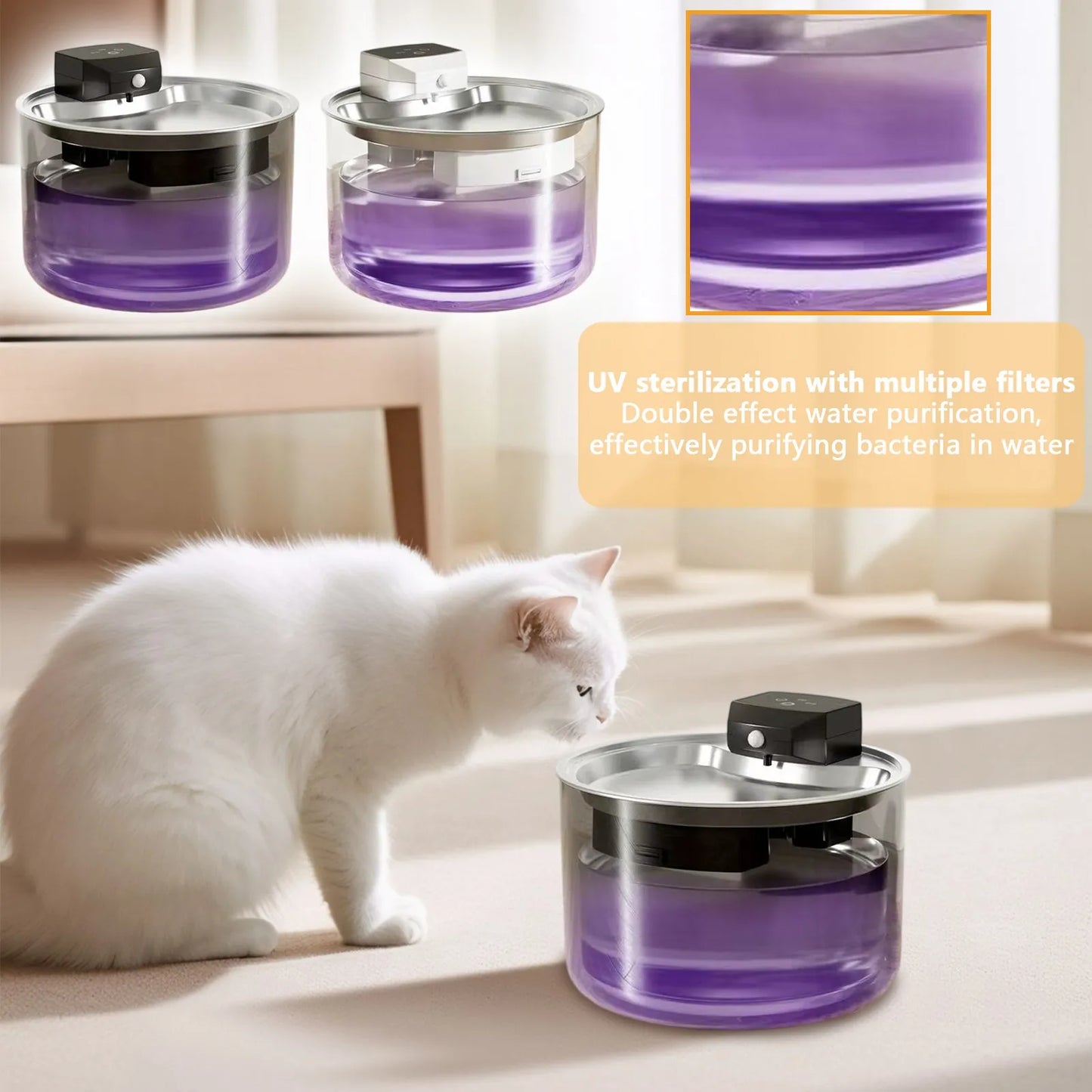Pet Drinking Stainless Steel Pet Sensor Drinking Feeder Wireless Automatic Circulation Water Dispenser Indoor Water Dispenser