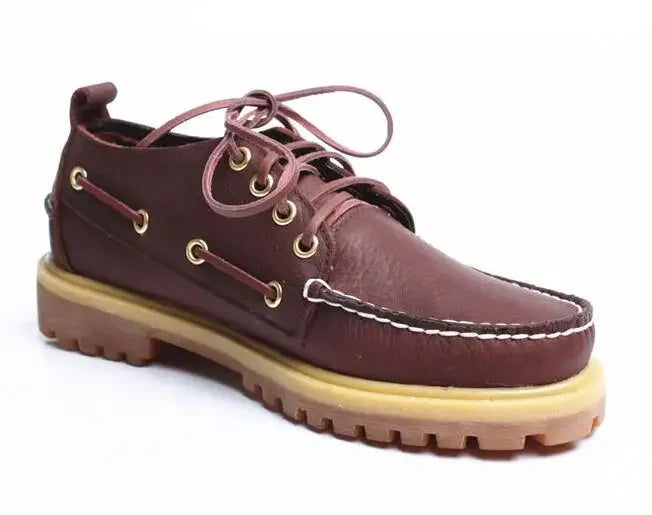Genuine Leather Men's Casual Shoes Fashion Boat Shoes England Platform Luxury Lace up Male Loafers Driving Shoes46 Low Heel