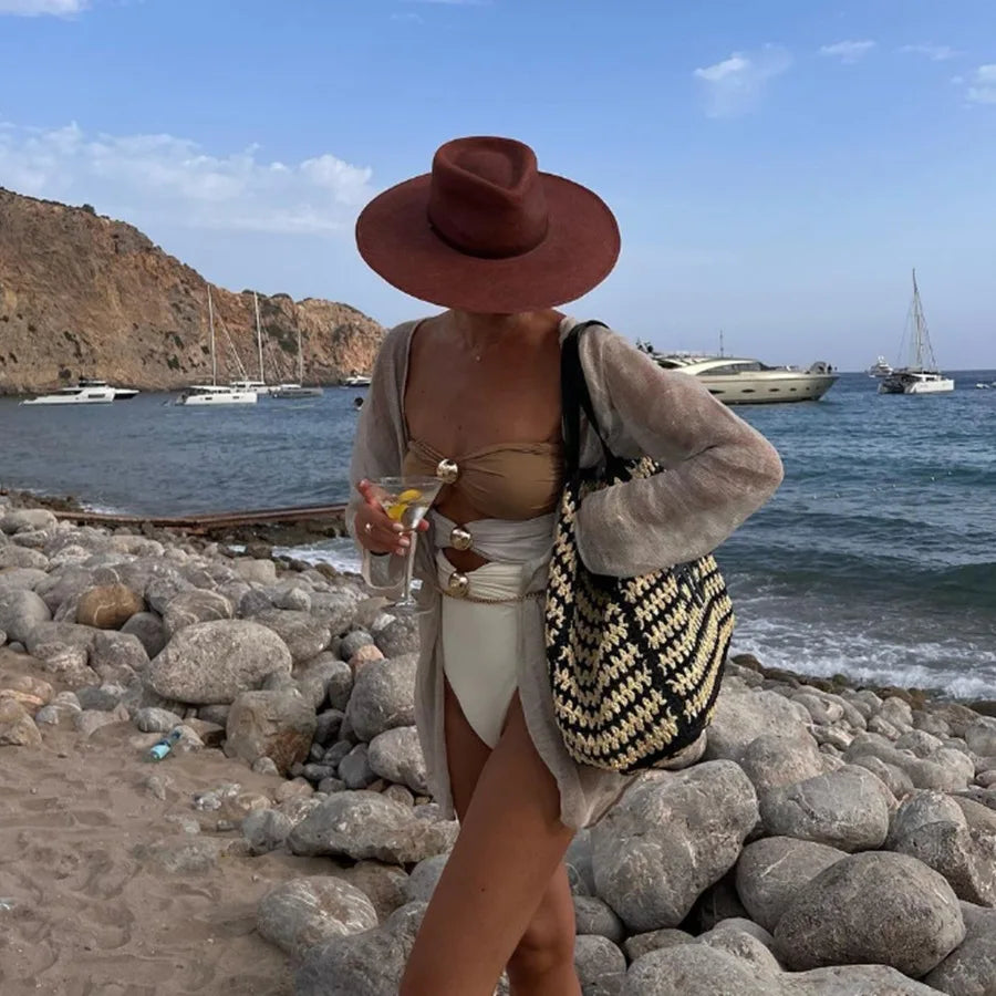 One-Piece Swimsuit and Skirt Blue Swimwear Bikini Female Vocation Bathing Suit Beachwear Beach Dress Sarong