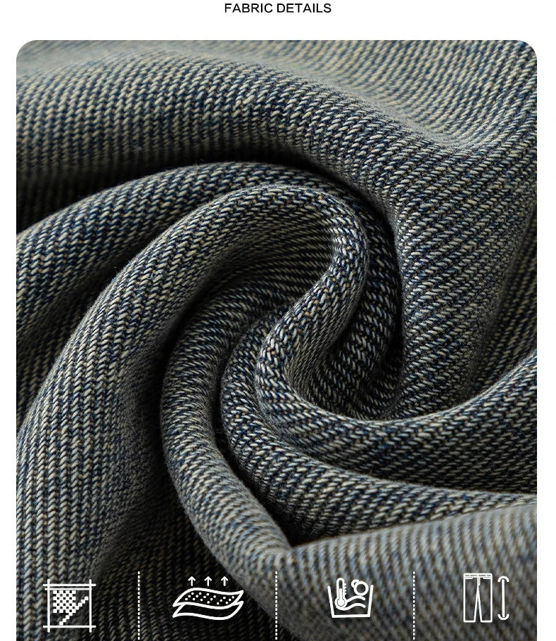 2025 Stylish Minimalistic Washed Ripped Denim Pants for Men Retro High Street Loose Wide Leg Pants for Spring and Autumn
