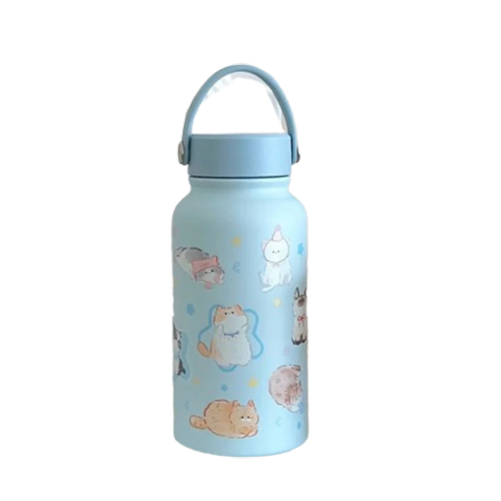 Water Bottle 900ml Insulated Water Bottle With Straw Leak-proof Portable Insulation Cup Hot Drink Cartoon Thermal Cup Student