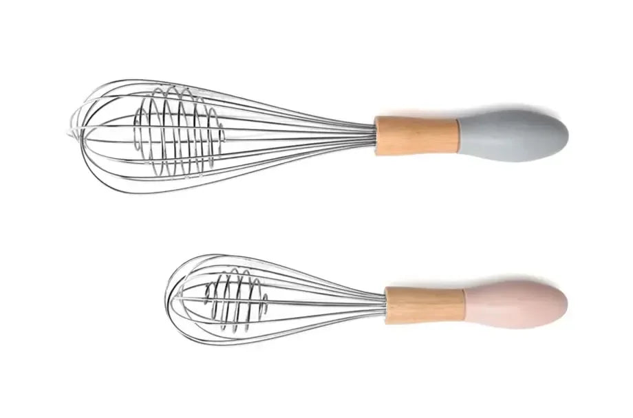Manual Egg Blender with Wood Handle Stainless Steel Hand Beater Dough Cream Stirring Mixer Whisk Cooking Baking Kitchen Tools