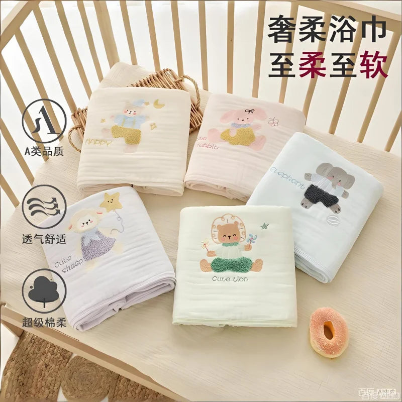 Baby Bath Towel for NewbornsAGauze-like Blanket Wrap Single Children's Bath Towel Infant Six-layer Ultra-soft Bath Towel