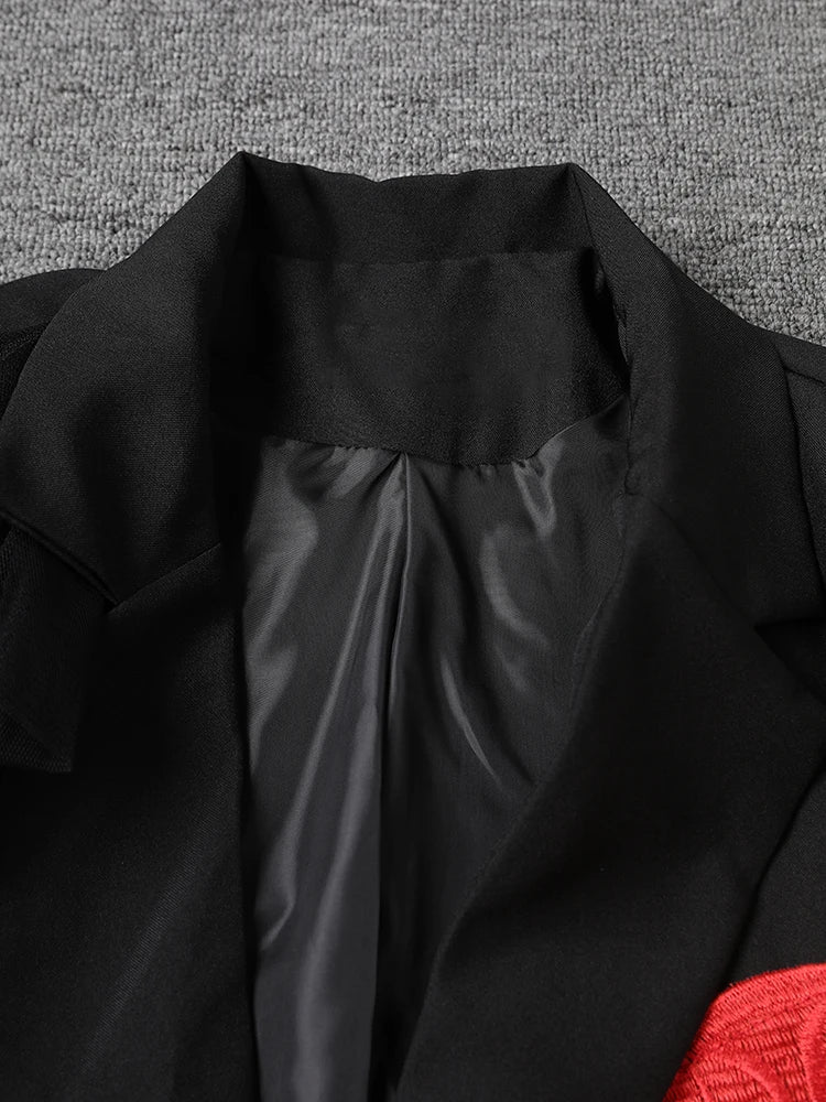 [EAM] Women Black Mesh Irregular Fish Spliced Big Size Blazer New Lapel Long Sleeve Jacket Fashion Spring Autumn 2026 CPG2902