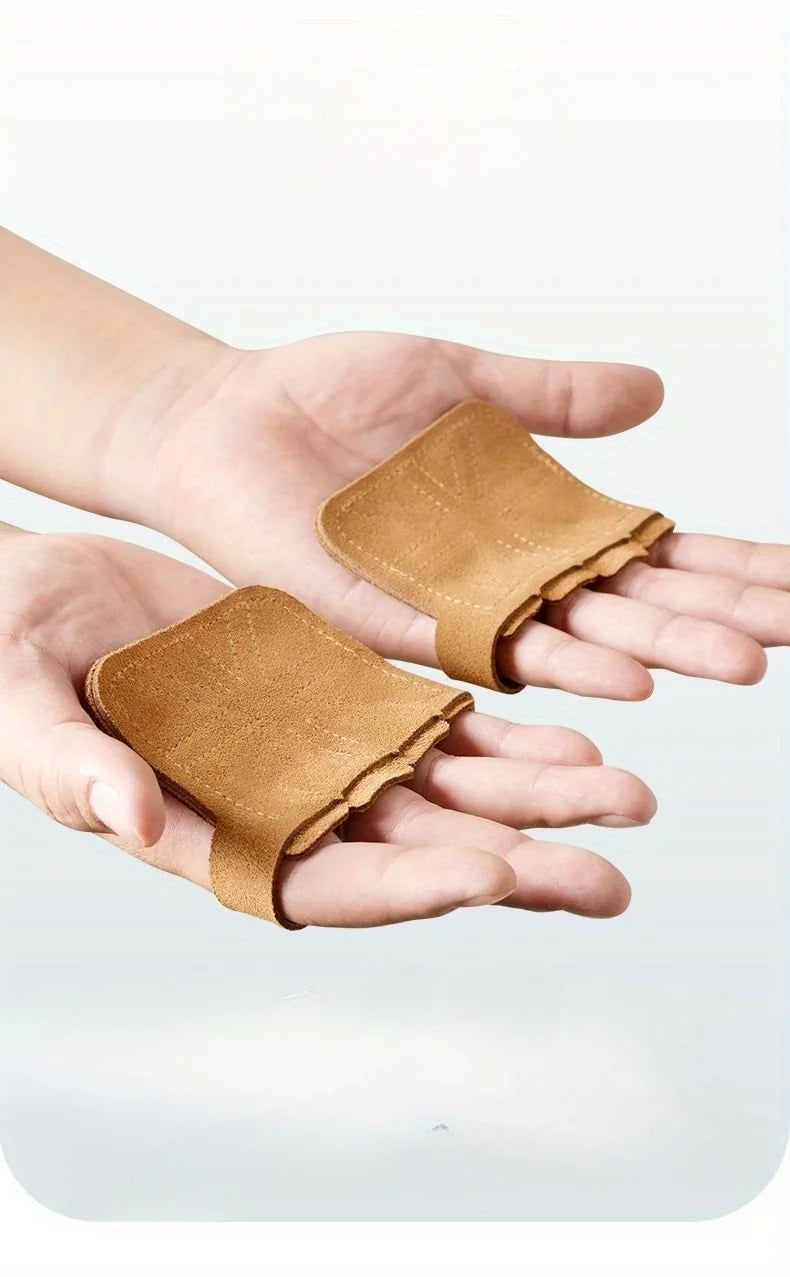 2pcs Fitness Gloves for Pull-Ups | Multi-Color Cowhide Leather Palm Protection | Non-Slip, Wear-Resistant Grip
