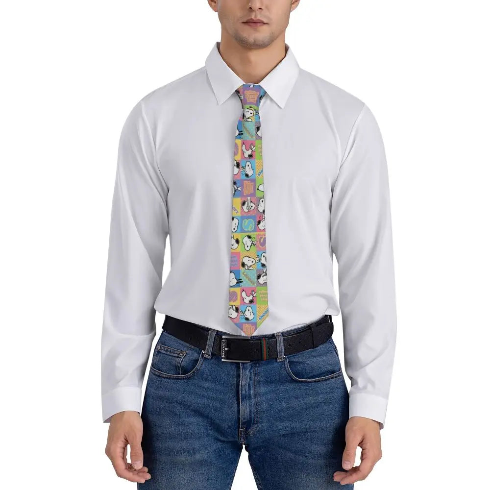 Snoopys & Woodstock Smile Giggle Laugh Neckties Silk 8 cm Neck Tie for Mens Shirt Accessories Cravat Wedding Accessories Office