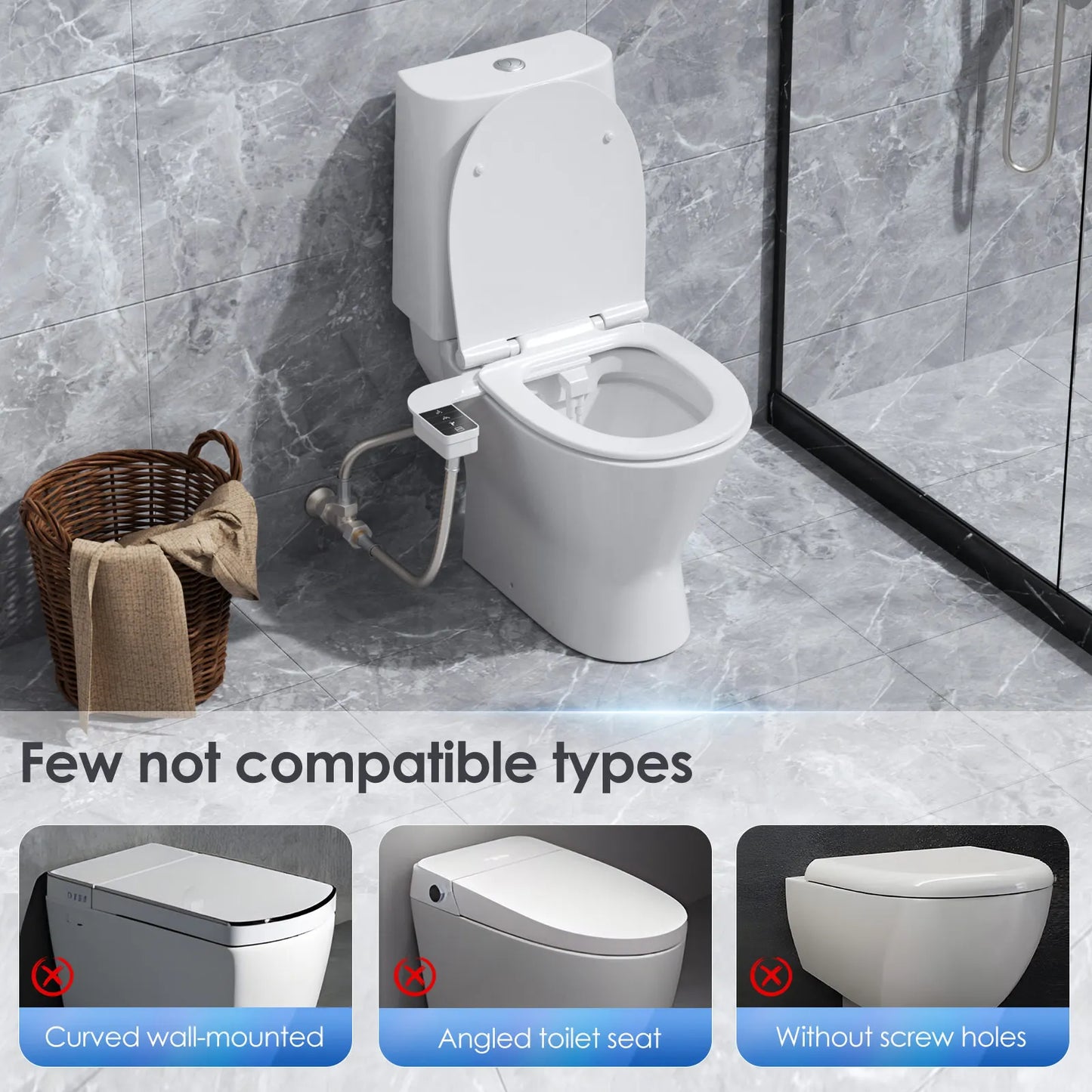 Bidet Attachment for Toilet Seat Self Cleaning Attachment Non-Electric Dual Nozzle Bidet Adjustable Water Pressure Ass Sprayer