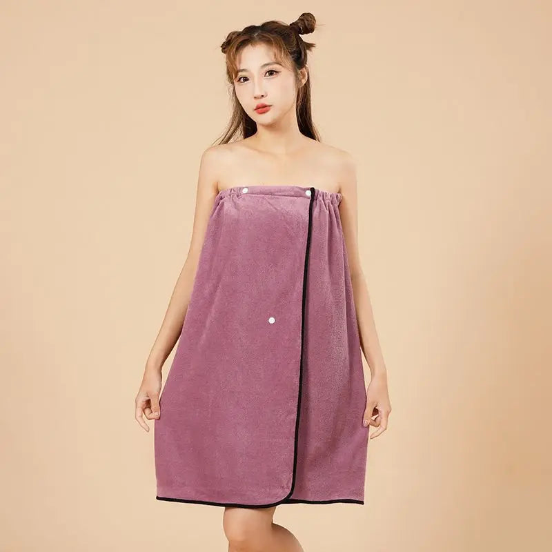 Cotton Bath Towel Wrap Bathrobe Thickened Soft Absorbent Quick Dry Velvet Wearable Plus Towel Hotel Bathing Sleepwear