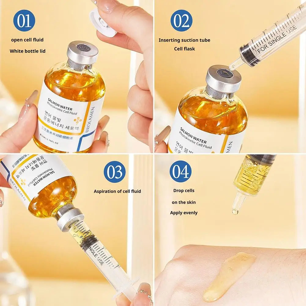 Korean Skin Rejuvenation Essence Salmon Water Light Energy Cell Liquid Serum 24 Hours Continuous Hydration Enhances Firmness HOT