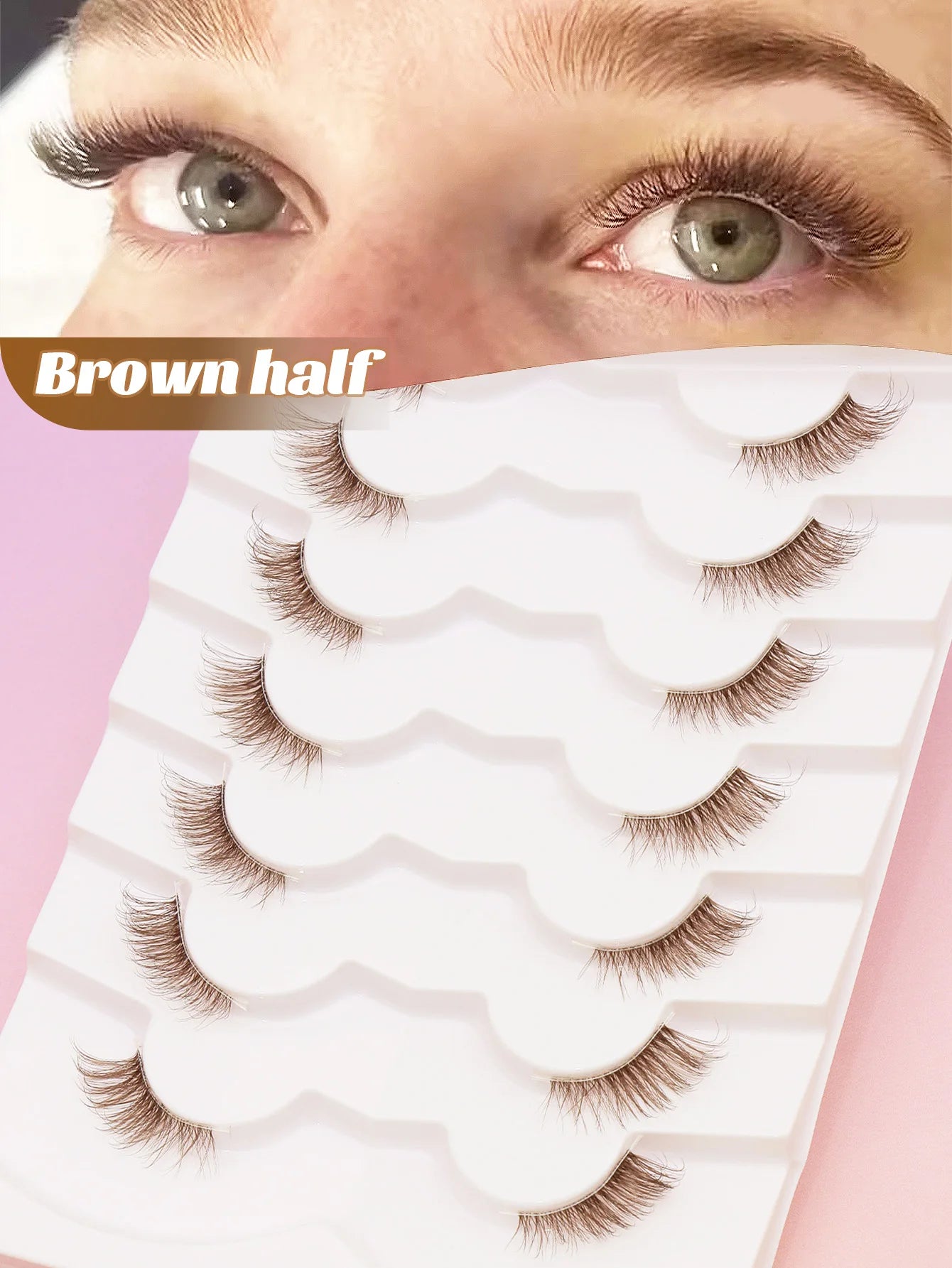 5/7/10 Pairs brown DIY Lashes Natural Clear Eyelash Volume Natural Eyelashes Soft Cross Cat Lashes Extended Outer Corner Eyelash