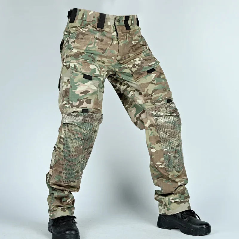Tactical Pants Workwear Pants Mens Camo Military Wear-resistant Outdoor Trip Hiking Shirts Training Hunting Clothes Multi Pocket