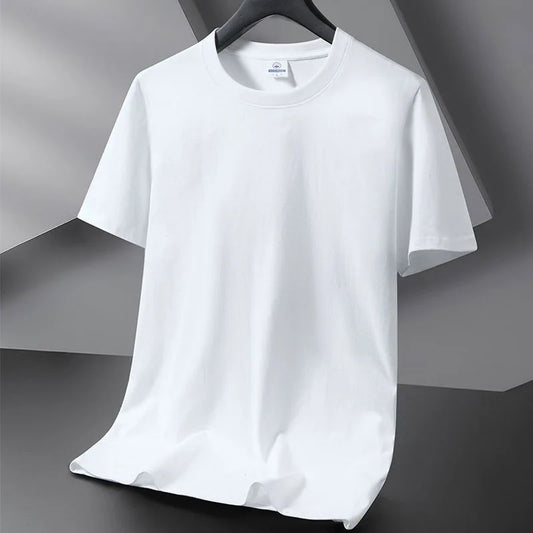 Summer Men T Shirt Cotton Tops Women Solid Color Blank Tshirts O-neck Round Collar Short-Sleeve Couple White Top Tees Clothing