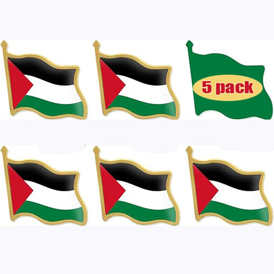 1 or 5 Pcs Palestine Flag Lapel Pins Bulk - Metal Palestinian National Lapel Pin - Metal Souvenir for Hat Clothes Backpack