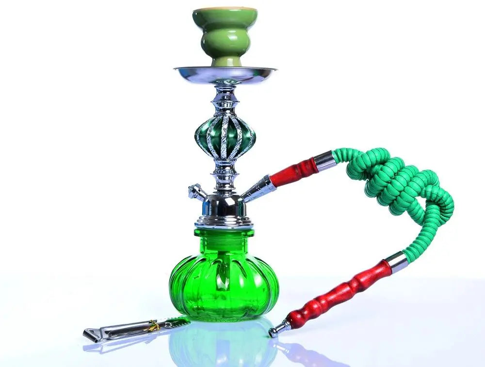 Glass Hookah Set with Ceramic Shisha Bowl Imitation Leather Hose Metal Charcoal Tongs Accessories Chicha Narguile Sheesha Set