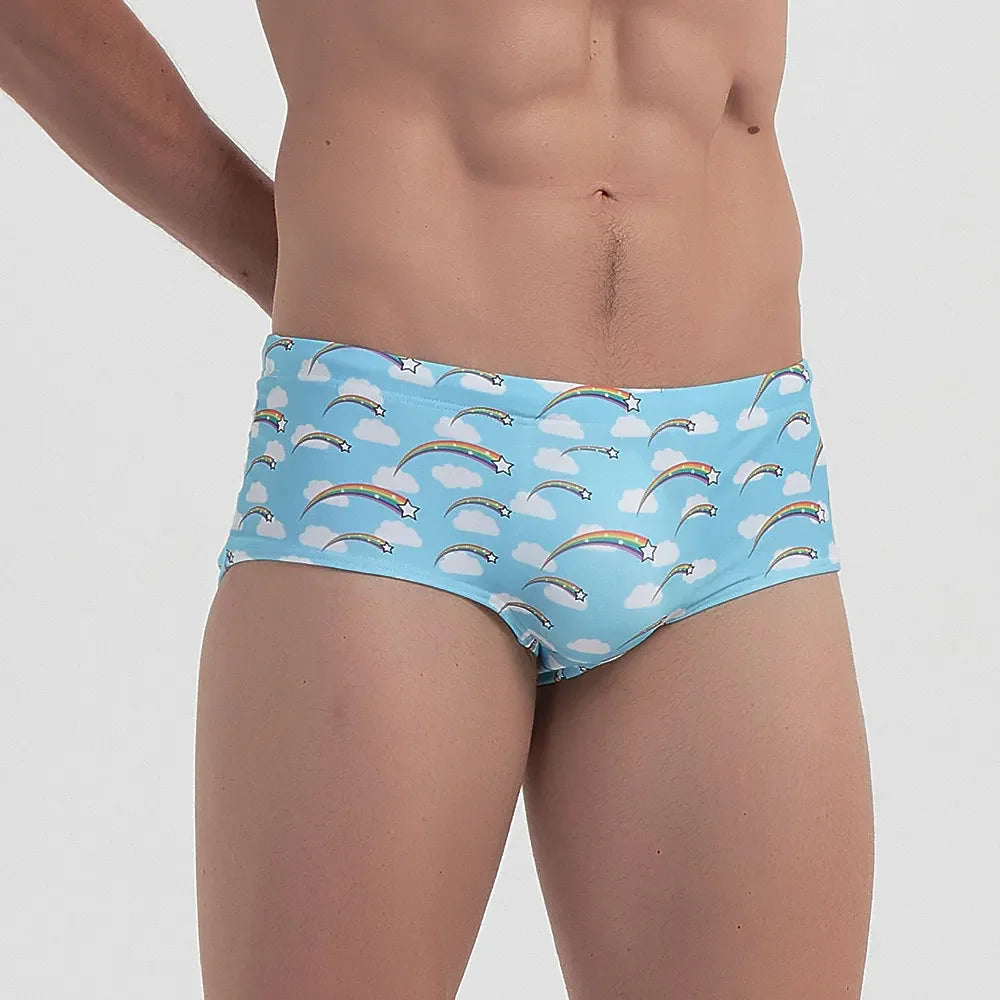 Swimsuits Men's Swim Briefs Bikini Board Surf Shorts Boxer Trunks Sexy Rainbow Swimwear Traditional Cut Beach Bathing Suit