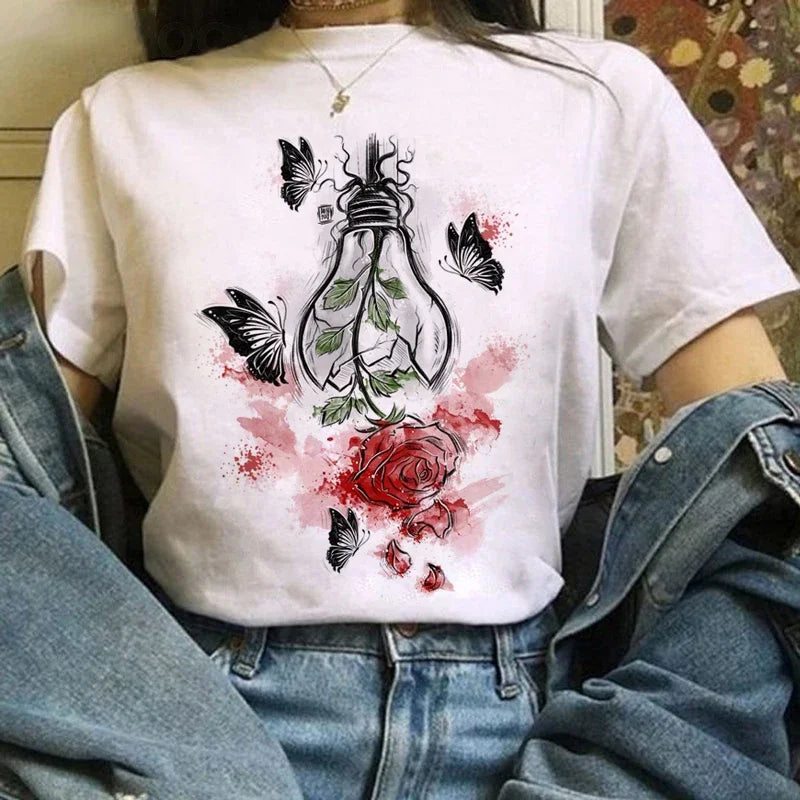 Japanese Anime T Shirts Women T-shirts Harajuku Ullzang T-shirt Cartoon Aesthetic Vintage Shirts for girls 90s Top Tees