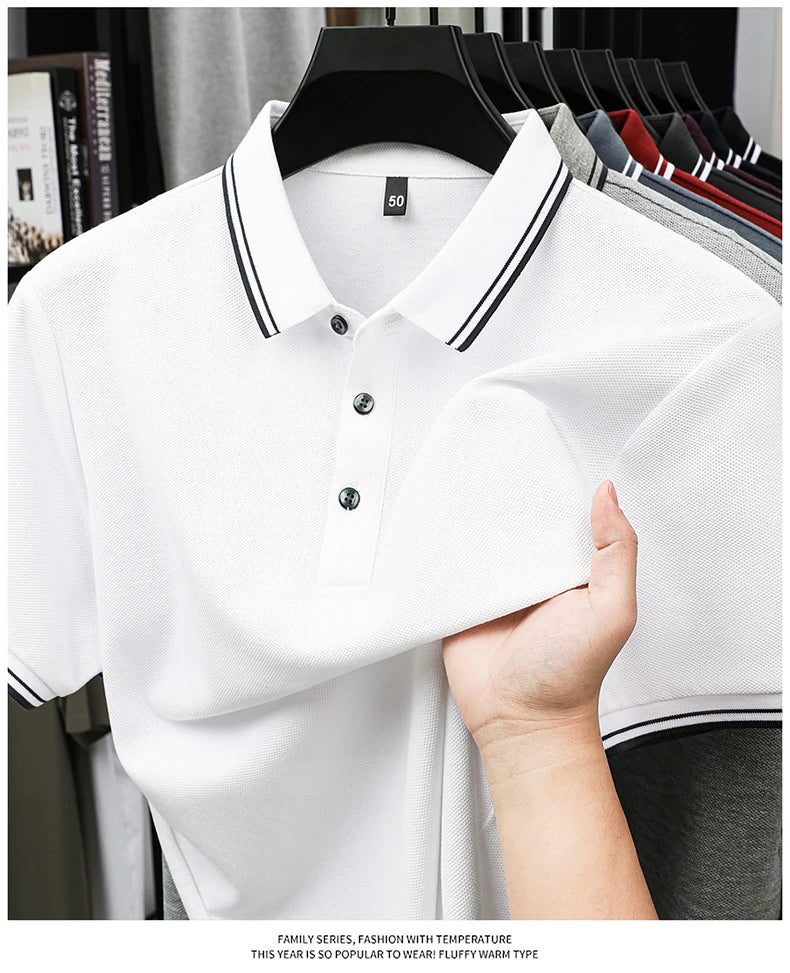 100% pure cotton men's polo shirt summer fashion casual short sleeved comfortable luxury new simple solid color lapel T-shirt