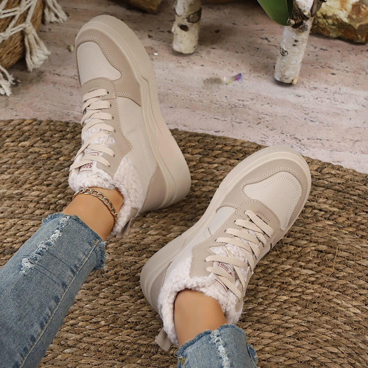 Winter New Women High Top Snow Boots Warm Plush Woman Comfortable Sneakers Waterproof Cottom Shoes Fashion Female Footwear 2025