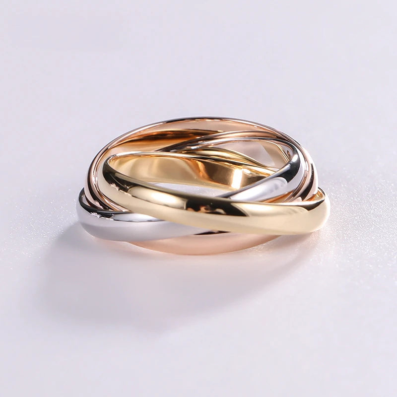 Sterling silver rose gold internet three-color ring