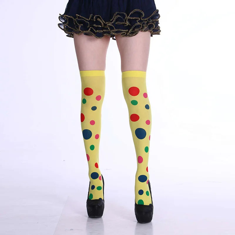 Halloween Party Stockings Clown Dotted Knee High Socks Holiday DIY Decorations