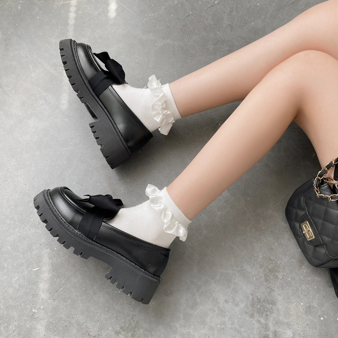 Women Flat Shoes Bow Leather Shoes Ladies 2024 New Autumn Thick Heel Loafers Woman Fashion Comfortable Work Shoes Zapatos