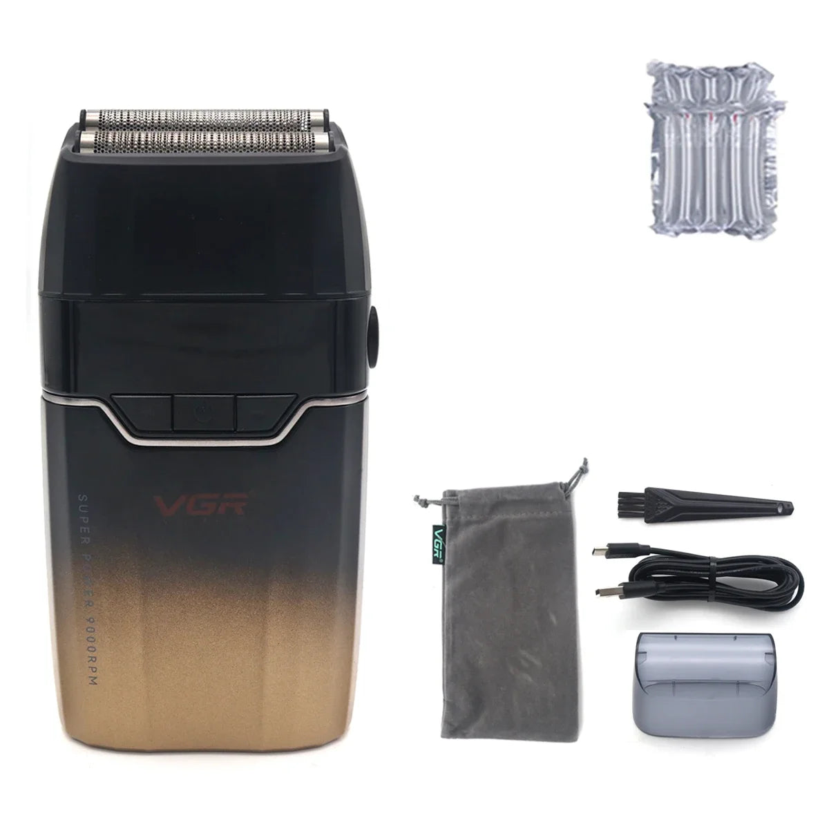 VGR V308 Beard Trimmer for Men Double Foil Full Metal LCD Display 9000RPM Electric Shaver Barber Professional Barber Machines