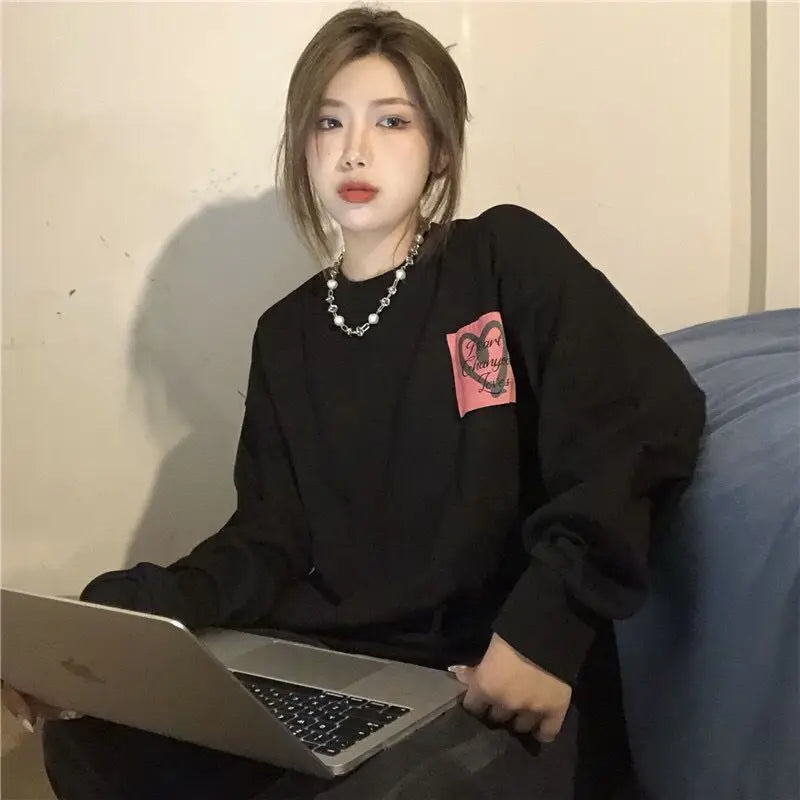 Patchwork Hoodies Women Loose Designer Korean Style Spring Fashion Leisure All-match Female Streetwear Students Ins Sweatshirts