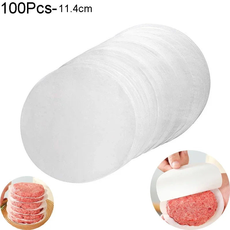 Hamburger Maker Press With 100 Patty Papers Round Non-Stick Meat Beef Grill Burger Press Patty Mold