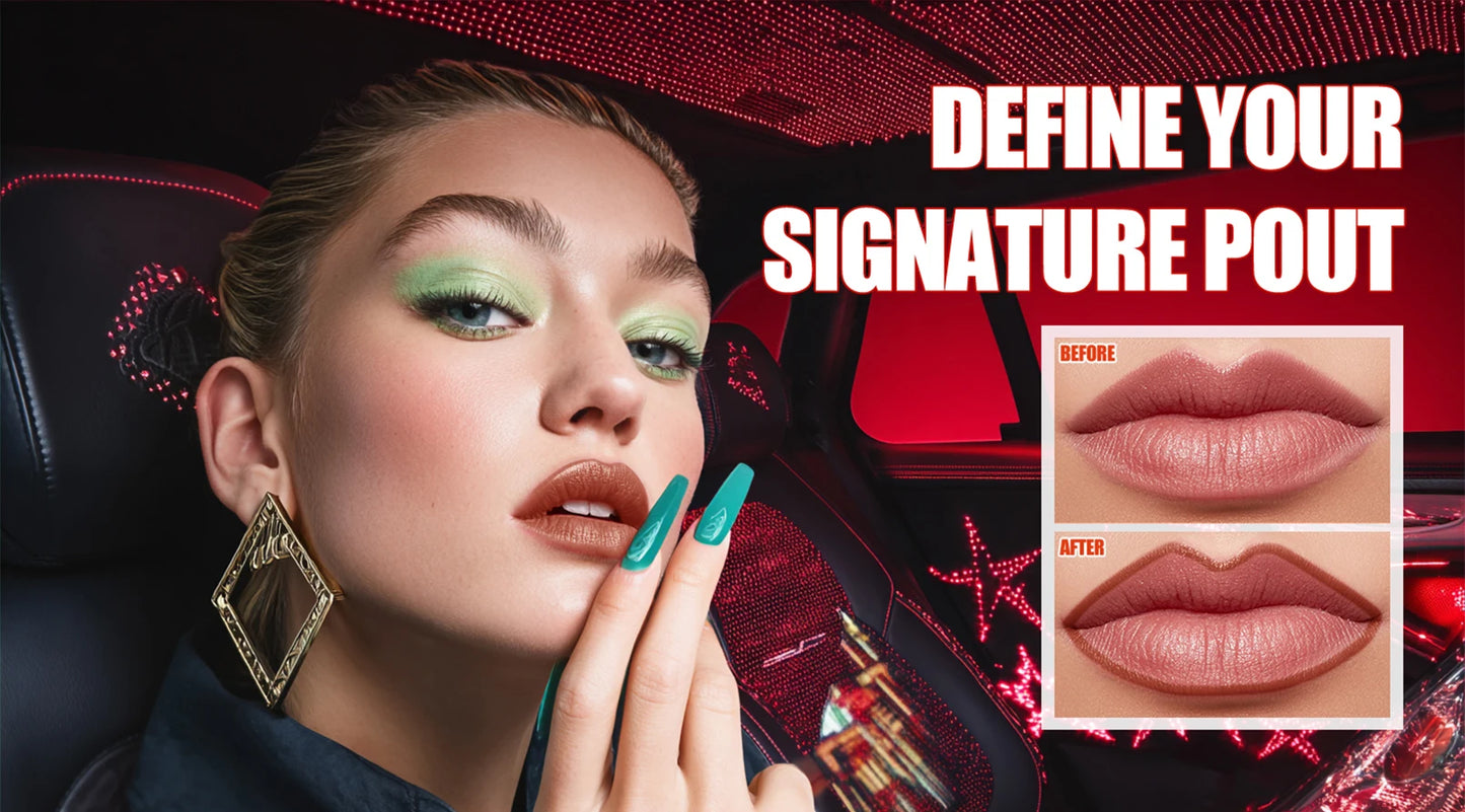 Waterproof Long Lasting Lip Liner Pencil, High Pigment Smooth Matte Lip Liner, Sweatproof Non-Fading Lip Contour Makeup