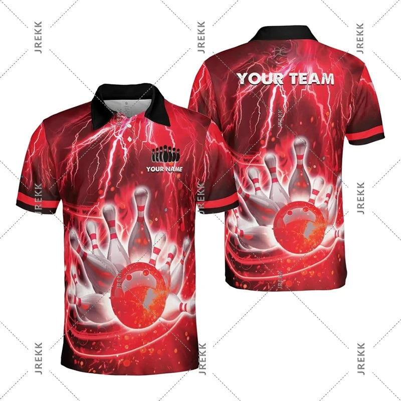 Cool Bowling Print Polo Shirt Men Women Customized Team Uniforms Short Sleeve Lapel Shorts Casual Sport Comfortable Bowl Top