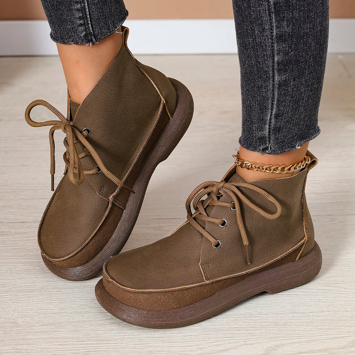 2026 New Style Fashion Women's Boots Thick-soled Non-slip Natural Leather Soft Luxury Single Short Boots Wide Barefoot Shoes