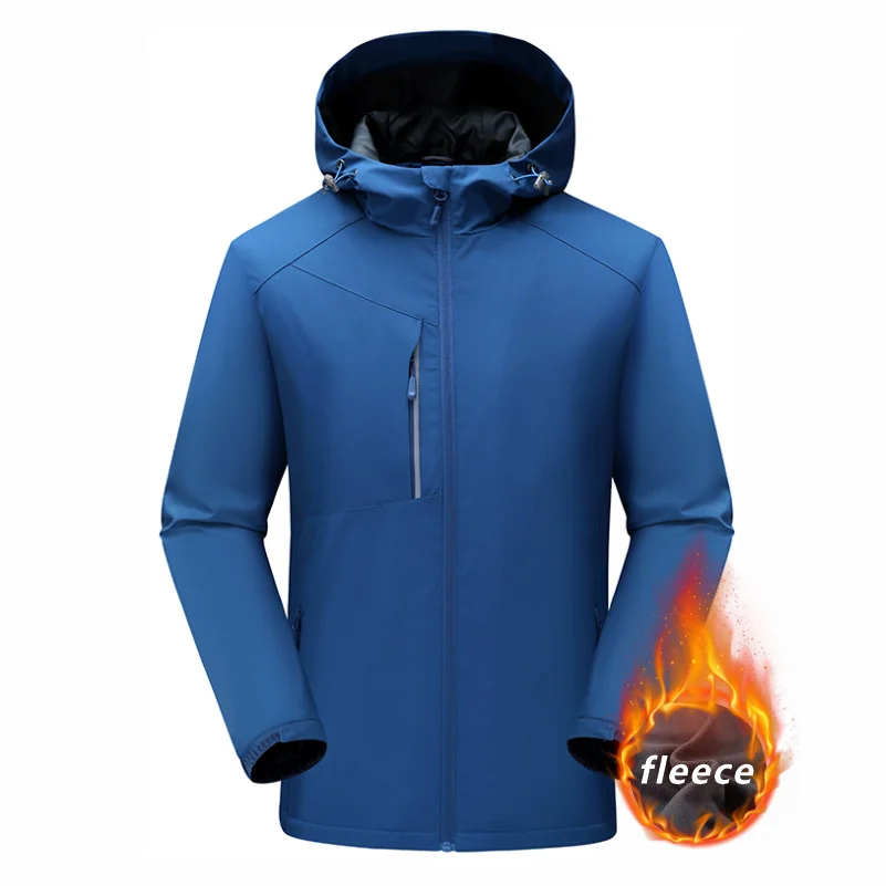 Men's Winter Inner Fleece Waterproof Jacket Custom Printing Embroidery Logo Outdoor Windbreaker Hiking Camping Thermal Coat 4xl