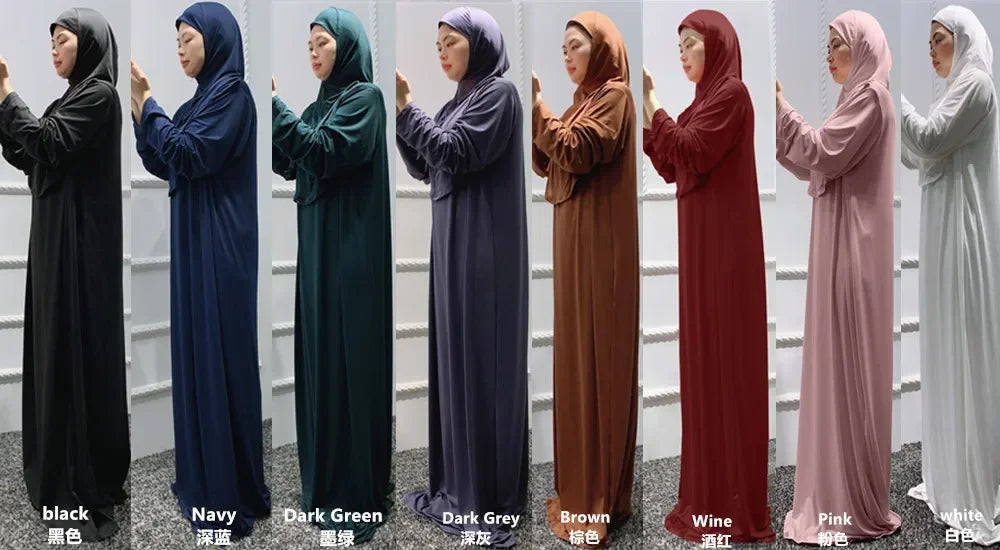 Eid Hooded Muslim Women Hijab Dress Prayer Garment Jilbab Abaya Long Khimar Full Cover Ramadan Gown Abayas Islamic Clothes Niqab